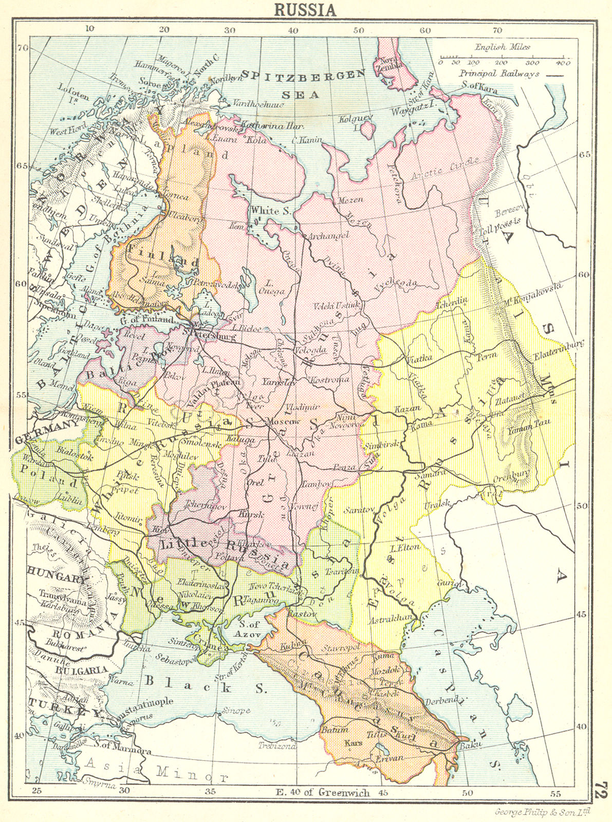 RUSSIA. Russia; Small map 1912 old antique vintage plan chart